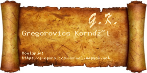 Gregorovics Kornél névjegykártya